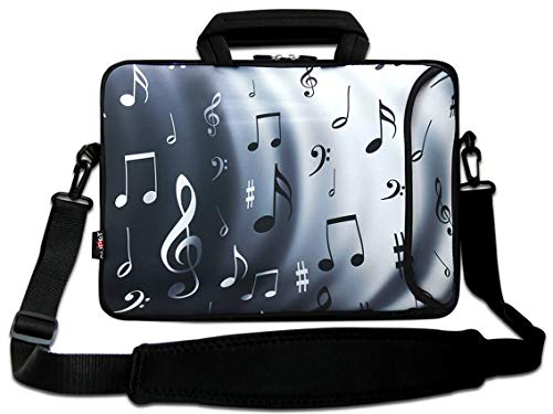 Laptoptasche mit Tasche und Schultergurt für 15,5 Zoll / 39,6 cm (15,6 Zoll) Sony Acer HP Dell Samsung Asus 14 Zoll / 39,4 cm (15,4 Zoll) 39,6 cm (15,6 Zoll) Laptops (Musiknoten) von AUPET
