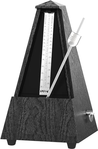 AUPHY Mechanisches Metronom mit Akzentglocke, Genauer Takt, Klassische Turmform, Natürliche Holzmaserung, Einfach zu Bedienen, Geeignet für Klavier von AUPHY