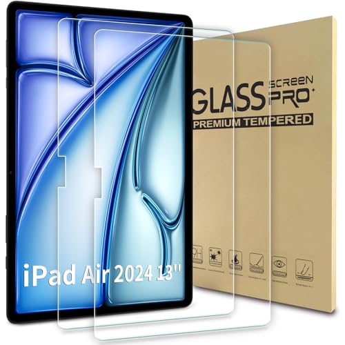 AUPOWER Schutzfolie kompatibel mit iPad Air 13'' 2024 [2 Stück], Kratzfest,9H Härte,Anti-Bläschen,HD-Klar von AUPOWER