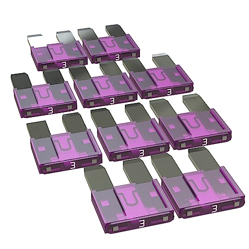 AUPROTEC Mini Flachstecksicherung 2A - 30A Stecksicherung Schmelzsicherung Auswahl: 3A Ampere violett, 10 Stück von AUPROTEC