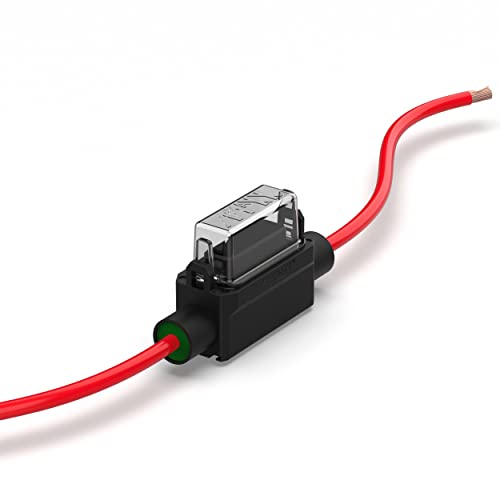 AUPROTEC Sicherungshalter miniOTO für Mini Sicherungen mit 2,5 mm² Kabel rot Spritzwassergeschützt IP56 für Flachstecksicherungen bis 30A von AUPROTEC