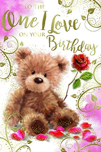 Geburtstagskarte, Aufschrift"To The One I Love Cute Bear & Roses" von AURA