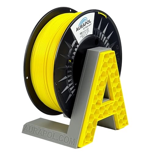 AURAPOL Filament 1.75 PLA HT, Spezielle Art von PLA Filament mit hoher Dichte, 1 kg 3D Drucker Filament - Einfaches Drucken bei Temperaturen von 210 °C bis 250 °C, Premium 3D Filament, Gelb von AURAPOL