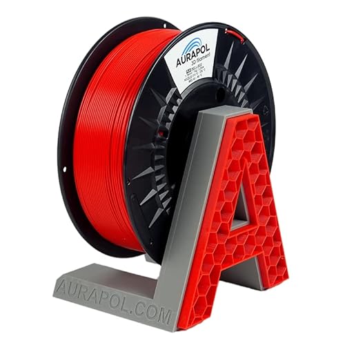 AURAPOL Filament 1.75 PLA HT, Spezielle Art von PLA Filament mit hoher Dichte, 1 kg 3D Drucker Filament - Einfaches Drucken bei Temperaturen von 210 °C bis 250 °C, Premium 3D Filament, Rot von AURAPOL