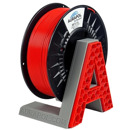 AURAPOL Filament 1.75 PLA mit +/- 0,02 mm Genauigkeit (1kg, rot/red) - Biologisch abbaubares 3D Drucker Filament aus PLA - Druckmaterialien kompatibel mit den meisten Druckern von AURAPOL