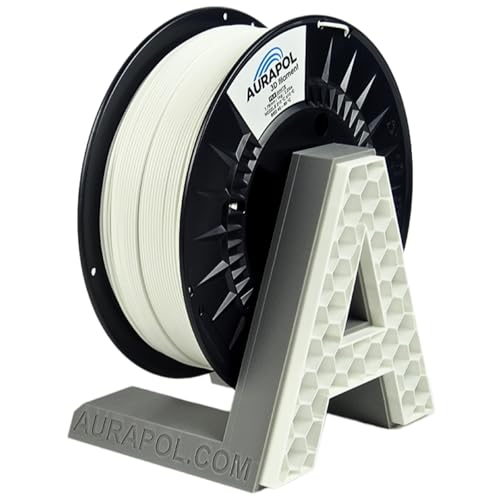 AURAPOL Filament 1.75 PLA mit +/- 0,02 mm Genauigkeit (1kg, weiß/white) - Biologisch abbaubares 3D Drucker Filament aus PLA - Druckmaterialien kompatibel mit den meisten Druckern von AURAPOL