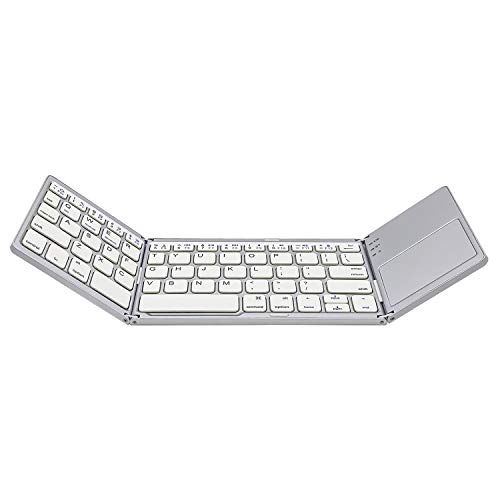AURTEC Faltbare Bluetooth Tastatur mit Touchpad (usa - Layout) Wiederaufladbare tragbare Wireless Mini Tastatur Keyboard für PC, Tablet, Android, Smartphone – SplitterGrau von AURTEC