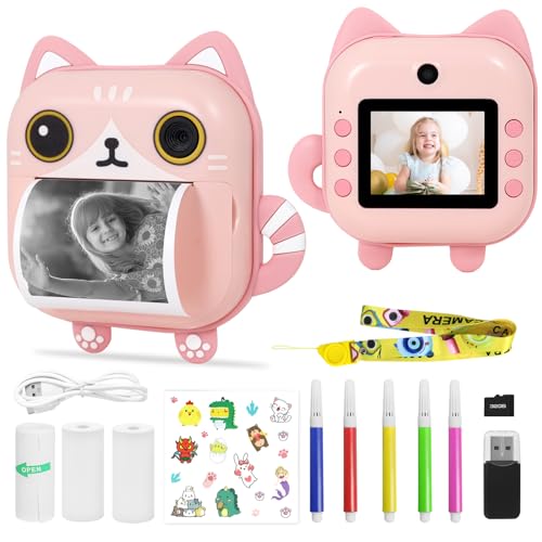 AURTEC Sofortbildkamera für Kinder, Mini-Thermodruckkamera, Keine Tinte erforderlich, 48 MP Dual-Kamera, 1080P HD-Video, 32 G TF-Karte, 3 Druckpapier, 6,1 cm Farbbildschirm, niedliches AURTEC Sofortbildkamera für Kinder, Mini-Thermodruckkamera, Keine Tinte erforderlich, 48 MP Dual-Kamera, 1080P HD-Video, 32 G TF-Karte, 3 Druckpapier, 6,1 cm Farbbildschirm, niedliches von AURTEC
