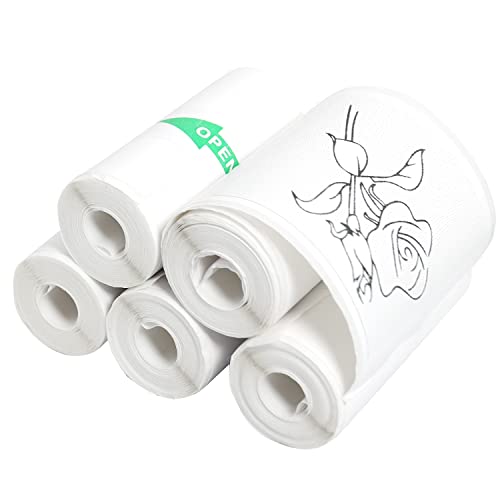 AURTEC Thermo-Klebeaufkleber 57 x 25 für Mini-Thermodrucker, Registrierkasse, POS-Beleg, Inkless Print Schwarz-Weiß-Papier, kernlos, 5 Rollen von AURTEC