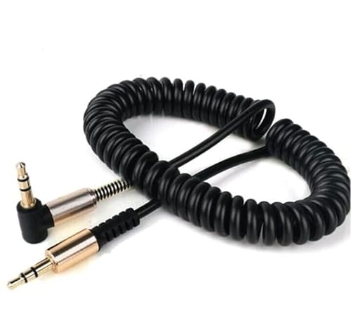 AURUM CABLES AUX Audio Kabel Köpfhörerkabel 3,5mm Klinke gewinkelt Klinkenkabel Spiralkabel 90°Stecker abgewinkelt Klinkenstecker vergoldet für Auto Smartphone Kopfhörer Lautsprecher Samsung Handy von AURUM CABLES