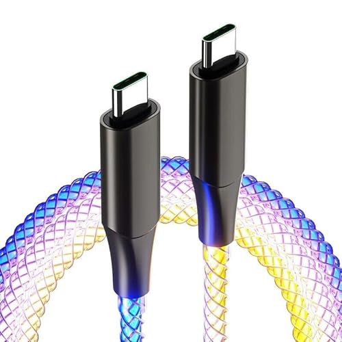 USB-C Kabel RGB LED Schnellladekabel Typ-C Ladekabel Datenkabel Aufladekabel für Samsung Smartphone iPhone Handy Auto Android Car 1m (USB A-C) von AURUM CABLES