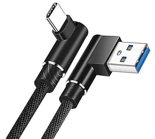 USB Typ C 3A Daten Kabel schnell laden für Samsung Handy Ladekabel gewinkelt 90°Winkel Stecker (2m) von AURUM CABLES