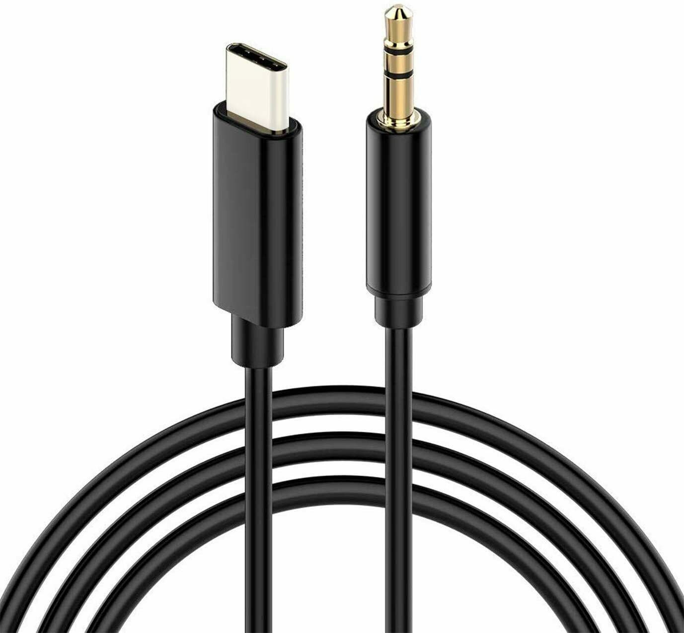 AURUM USB Type C zu 3.5 mm Kabel Klinkenbuchse Stecker Audio AUX Schwarz Audio-Kabel, (100 cm) von AURUM