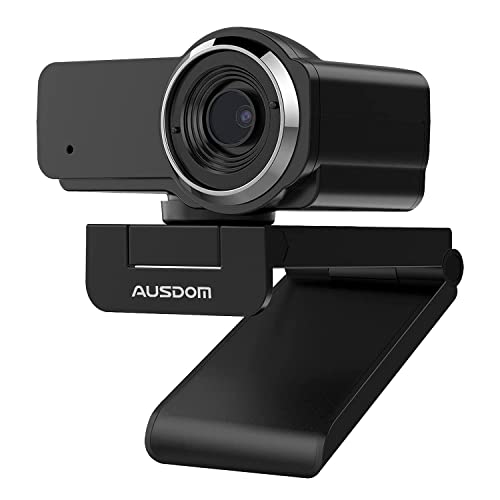 AUSDOM AW635 HD 1080p Webcam mit Mikrofon, Plug & Play USB Streaming Webkamera 60° Weitwinkel mit Low Light Korrektur für PC Mac Computer Laptop Online-Klasse Zoom Webex Skype Google Meet Teams von AUSDOM