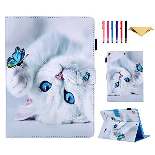 AUSMIX Case für iPad 7th 2019/iPad 8th 2020 iPad 10.2 Zoll Hülle Slim Schutzhülle, Stand Smart Cover PU Lederhülle mit Auto Wake Sleep für iPad 10.2"/iPad Pro 10.5"/ iPad Air 3,Handstand Katze von AUSMIX