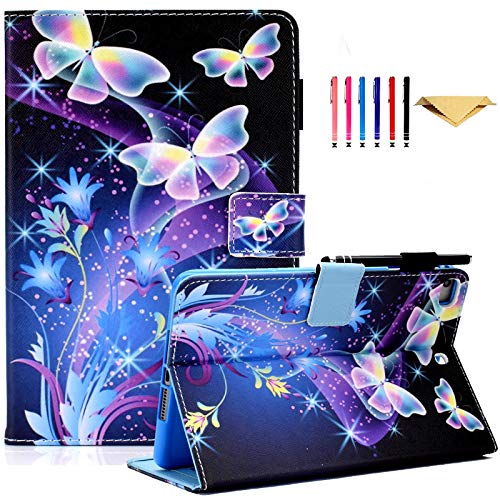 AUSMIX Hülle für iPad 9/8/7 (10,2 Zoll, Modell 2021/2020/2019, 9./8./7. Generation), iPad Air 3 Hülle 2019, PU Leder Schutzhülle mit Stand & Auto Schlafen/Wachen für iPad 10,2 Zoll, Schmetterling von AUSMIX