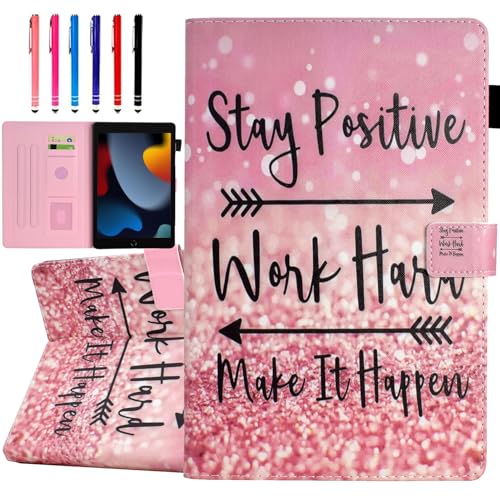 AUSMIX Hülle für iPad 9./8./7. Generation 10,2 Zoll 2021 2020 2019 Schutzhülle Smart Case Cover, PU Lederhülle mit Auto Wake Sleep für iPad 10.2"/iPad Pro 10.5"/ iPad Air 3,Pink von AUSMIX