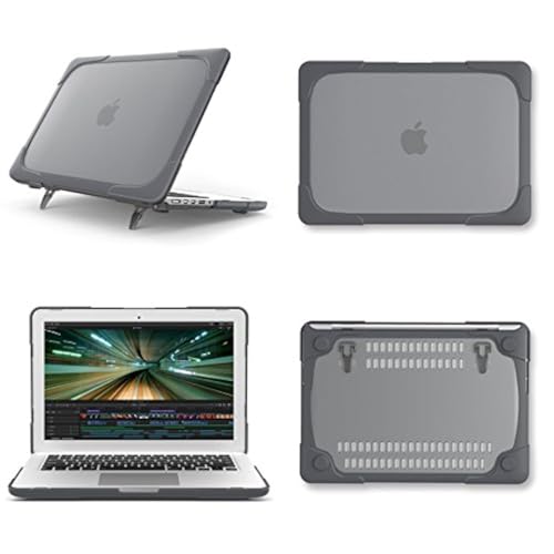 AUSMIX MacBook Pro Retina 33 cm (13 Zoll) Hülle (A1502/A1425), Hartplastik & TPU Schutzhülle Kickstand Stoßfest Matte Schutzhülle für Mac Pro A1502/A1425 Retina Display, ohne CD-ROM, Grau von AUSMIX