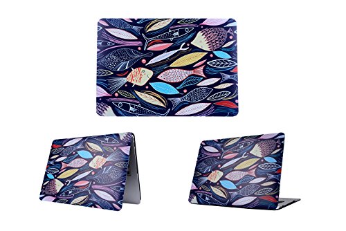 AUSMIX Schutzhülle für MacBook Pro 13 Zoll (33 cm), Cartoon-Tiere, glatte Hartplastik, gummiert, bunt, für MacBook Pro 13 mit CD-ROM, ohne Retina, Modell: A1278, Fisch und Blatt von AUSMIX