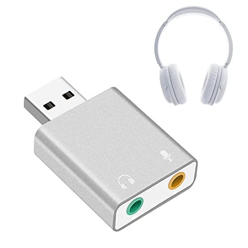 AUTOECHO Soundkarte Extern USB | Externe Soundkarte USB zu Mikrofon Lautsprecher Headset Audioschnittstelle 3,5 mm Klinke,Laptop Computer PC Soundkarte Stereo Mikrofon Lautsprecher Kopfhörer von AUTOECHO