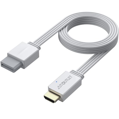 AUTOUTLET Wii HDMI Adapter, ECHT Plug and Play, 1080P/720P Wii auf HDMI Konverter unterstützt Alle Wii Display Modi, WII HDMI Kabel mit 150cm Integrierte WII- und HDMI-Kabel-Design (Weiß) von AUTOUTLET