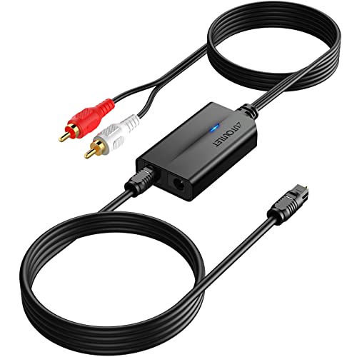 DA Wandler, 192kHz DAC Konverter Digital zu Analog Audio Wandler SPDIF Toslink zu Analog RCA Audio mit Audio-Verstärker-Chip 1,1M RCA Männlich+1M Optischem Kabel für HDTV DVD Blu-ray Sky Spielekonsole von AUTOUTLET