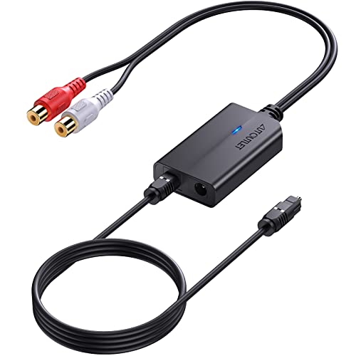 DA Wandler, AUTOUTLET 192kHz DAC Konverter Digital zu Analog Audio Wandler SPDIF Toslink zu Analog RCA Audio, Digital zu Analog Konverter mit 1M Optischem Kabel für HDTV DVD Blu-ray Sky Spielekonsole von AUTOUTLET