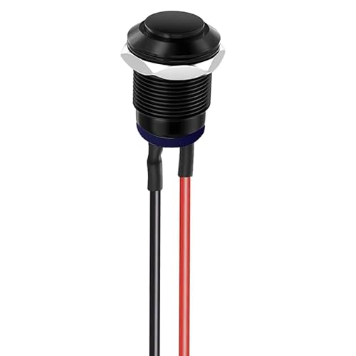 AUTOZOCO Drucktastenschalter mit Kabel, Momentaner Drucktaste, 30 cm 2-Wege-Kabel, 12 mm Montagebohrung, IP65 ON/OFF 2 A, 250 V AC, Schwarz AUTOZOCO Drucktastenschalter mit Kabel, Momentaner Drucktaste, 30 cm 2-Wege-Kabel, 12 mm Montagebohrung, IP65 ON/OFF 2 A, 250 V AC, Schwarz von AUTOZOCO