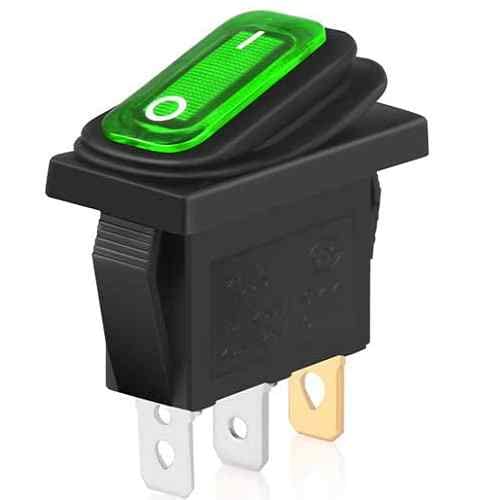 AUTOZOCO Wippschalter ON-OFF SPST 3 Wege wasserdicht LED grün 20A von AUTOZOCO