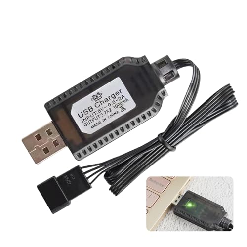 USB Ladegerät Kabel RC Universal mit SM-4P Stecker für 2S 7,4 V Lipo Akku, kompatibel mit Auto RC Boot, RC Drohne RC Flugzeuge und andere ferngesteuerte Spielzeuge, DC 5 V 0,5 – 2 A (schwarz) von AUTUUCKEE