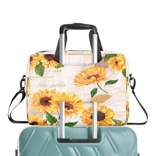 Laptop-Tasche für Damen und Herren, Aktentasche, Tablet-Tasche mit Gurt, Sonnenblume, 15.7x3x11.8inchs von AUUXVA