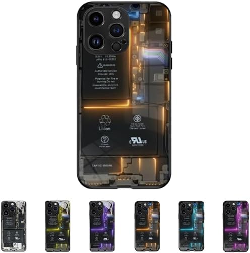 Circuit Board Glass Phone Case, 2023 New Creative Funny Phone Case for iPhone, Anti-Scratch Shockproof Anti-Fall Circuit Board Case with Camera Lens Protector (13 Pro Max,D-997) von AUWIRUG