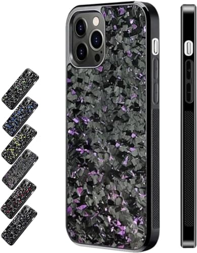 Forged Carbon Fiber Phone Case, Phone Case with Real Forged Carbon Fiber, Magnetic Shockproof Case Cover for iPhone 12/13/14/15 Pro Max, Support Wireless Charging (12 Pro Max,Purple) von AUWIRUG
