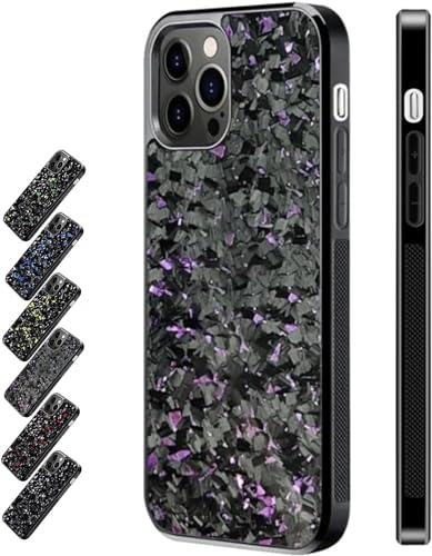 Forged Carbon Fiber Phone Case, Phone Case with Real Forged Carbon Fiber, Magnetic Shockproof Case Cover for iPhone 12/13/14/15 Pro Max, Support Wireless Charging (14 Pro Max,Purple) von AUWIRUG