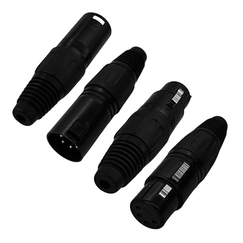 AUXBC 4 x 4-polige XLR-Steckverbinder, 2 männliche und 2 weibliche XLR-Stecker, Audio-Mikrofonanschluss, Löt-Typ, Ersatz-M-Stecker, Mikrofon-Audio-Buchse AUXBC 4 x 4-polige XLR-Steckverbinder, 2 männliche und 2 weibliche XLR-Stecker, Audio-Mikrofonanschluss, Löt-Typ, Ersatz-M-Stecker, Mikrofon-Audio-Buchse von AUXBC