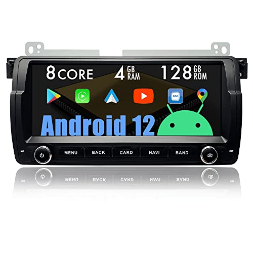 AUXOAUDIOTEK Android 12 Autoradio CarPlay für BMW E46 1998-2006,Rover 75,MG ZT,Android Auto Navigation Head unit Radio 8.8" Touch Screen,DSP Octa Core 4G+128G,Optical Out/BT/WiFi/4G/FastBoot/SWC/Knobs von AUXOAUDIOTEK