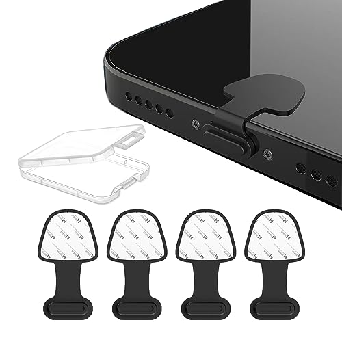 AUZOSL 4 Stücke Handy Staubstecker Kompatibel mit iPhone 14 Pro Max 13 12 Mini iPad X Xr SE 8 7, Vermeiden Sie Verlust und Staub, Einfache Installation, Schwarz von AUZOSL