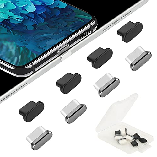 AUZOSL 8 Stücke USB C Staubschutz 4 Aluminium + 4 Silikon Type C Schutzkappe Kompatibel mit Samsung Galaxy S21 Ultra Xiaomi Redmi Note 11 Pro OnePlus Huawei Mate 40, Grau von AUZOSL