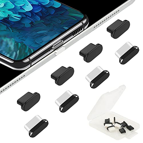 AUZOSL 8 Stücke USB C Staubschutz 4 Aluminium + 4 Silikon Type C Schutzkappe Kompatibel mit Samsung Galaxy S21 Ultra Xiaomi Redmi Note 11 Pro OnePlus Huawei Mate 40 Schwarz von AUZOSL