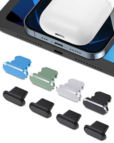 AUZOSL 8 Stücke iPhone 14 Zubehör - Ladebuchse Schutz für iPhone 14, 14 Pro, 14 Pro Max & 14 Mini 13 12 11, iPad Air mini, Airpods (Blau Grün Silber Schwarz) von AUZOSL