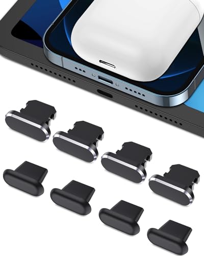 AUZOSL 8 Stücke iPhone 14 Zubehör - Ladebuchse Schutz für iPhone 14, 14 Pro, 14 Pro Max & 14 Mini 13 12 11, iPad Air mini, Airpods (Schwarz) von AUZOSL