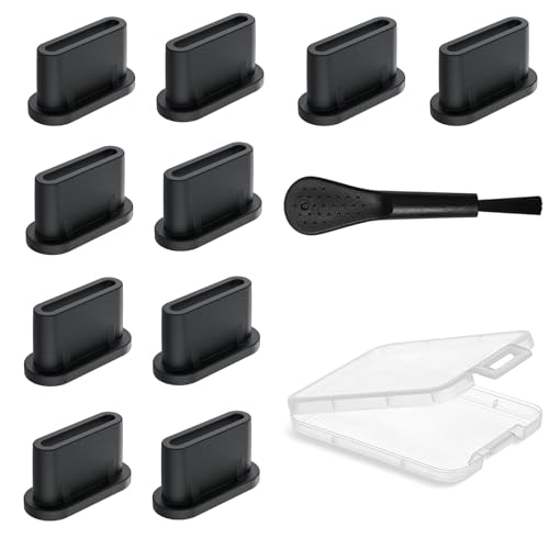 AUZOSL USB C Staubschutzstopfen 12 Stück, mit Reinigungsbürste & Aufbewahrungsbox für iPhone 15, iPhone 16 Pro Max, Neu iPad, iPad Pro Air Mini, Airpods, Samsung, Xiaomi, Motorola, Nothing Phone, Poco von AUZOSL