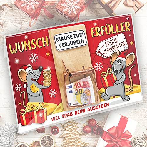 Glückwunschkarte mit Mausfalle - Frohe Weihnachten - als Geldgeschenk zu Weihnachten | Mäuse zum Verjubeln als Wunscherfüller fürs Fest von AV Andrea Verlag