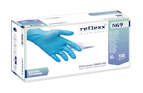 AV Ersatzhandschuhe aus Nitril, besonders robust, staubfrei, 1 Packung mit 100 Stück Reflex N69 (XL) von AV