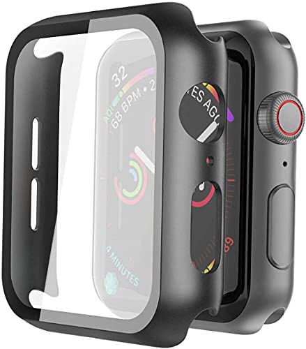 AVANA Hülle für Apple Watch Series 9/8 / 7 45mm Schutzhülle 360° Rundum PC Schutz Case Hartes Cover Glas Displayschutz iWatch 7 - Schwarz von AVANA