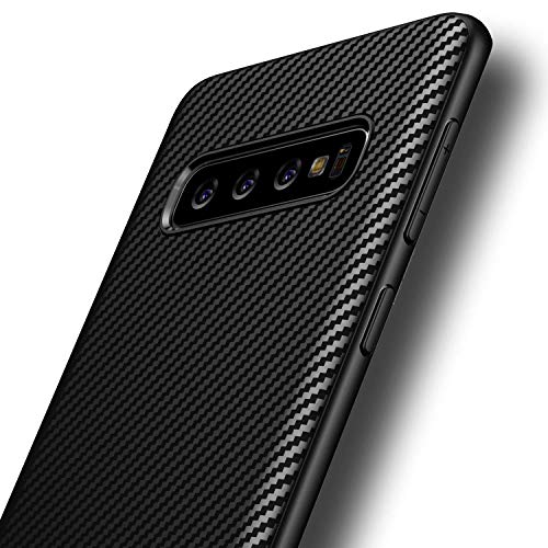 AVANA Hülle für Samsung Galaxy S10 Schutzhülle Flexibles Slim Case Schwarz Silikon TPU Schale Kohlefaser Bumper Cover Carbon Optik von AVANA