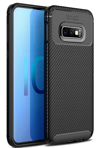 AVANA Hülle für Samsung Galaxy S10e Schutzhülle Flexibles Slim Case Schwarz Silikon TPU Schale Kohlefaser Bumper Cover Carbon Optik von AVANA
