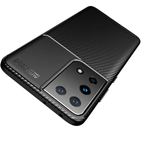 AVANA Hülle für Samsung Galaxy S21 Ultra 5G Schutzhülle Flexibles Slim Case Schwarz Schutz Silikon TPU Schale Kratzfest Handyhülle Bumper Cover Carbon Optik von AVANA