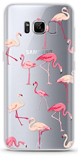 AVANA Hülle für Samsung Galaxy S8 Schutzhülle Slim Fit Case Klar Schutz Durchsichtige Transparente Silikon TPU Schale Muster Handyhülle Cover Motiv (Flamingo) von AVANA