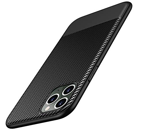 AVANA Hülle für iPhone 11 Pro Schutzhülle Flexibles Slim Case Schwarz Bumper Schutz Weiche Handyhülle Silikon TPU Schale Kratzfest Kohlefaser Cover Carbon Optik von AVANA